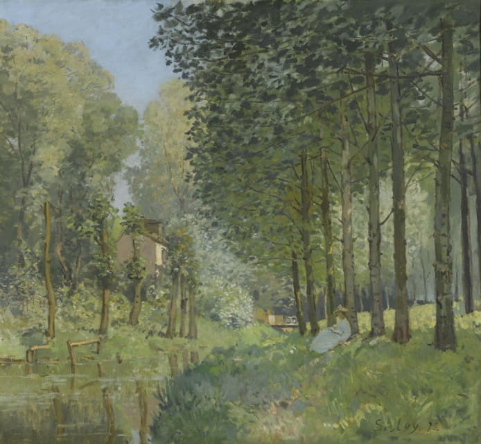Alfred Sisley - Rest along the Stream. Edge of the Wood