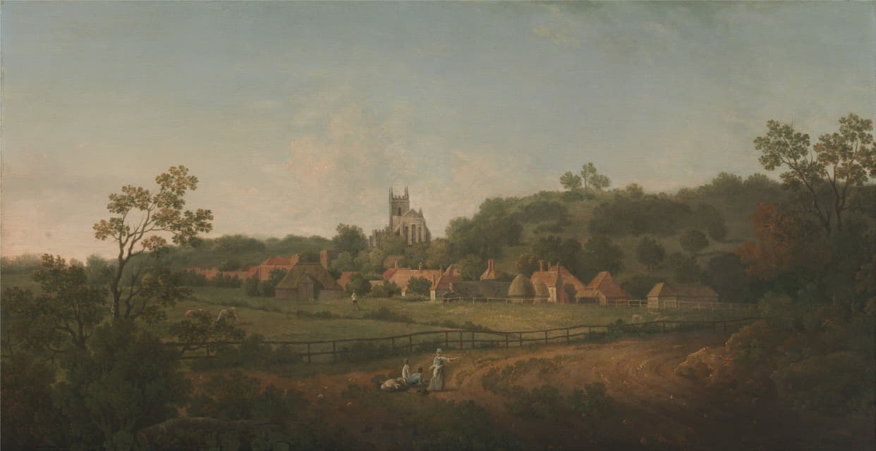 Arthur Nelson - A Distant View of Hythe Village and Church, Kent