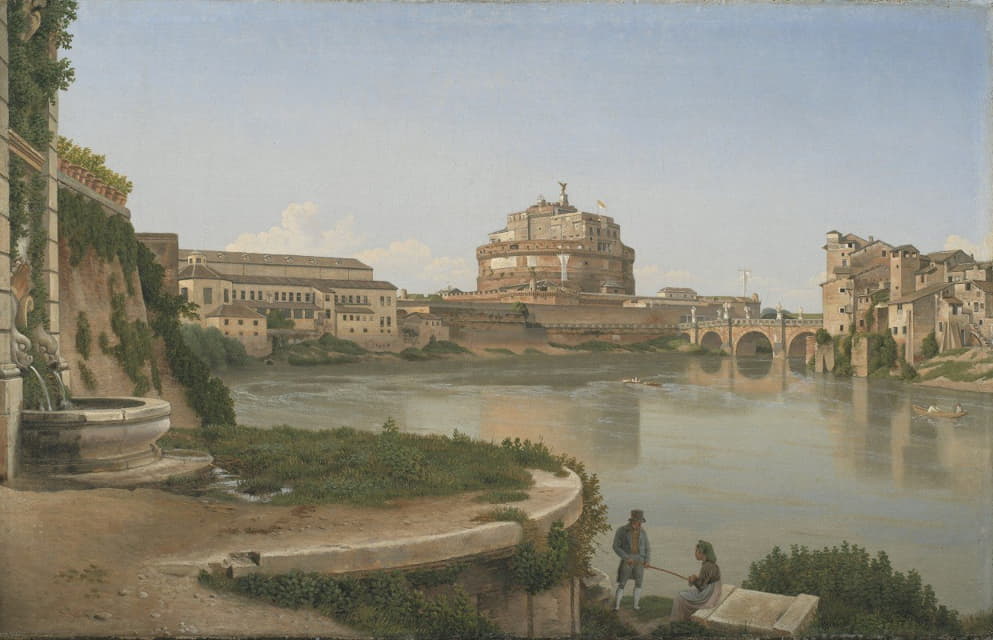 C.W. Eckersberg - A View across the Tiber from Trastevere towards Castel S. Angelo