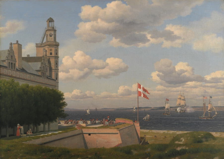 C.W. Eckersberg - A View towards the Swedish Coast from the Ramparts of Kronborg Castle