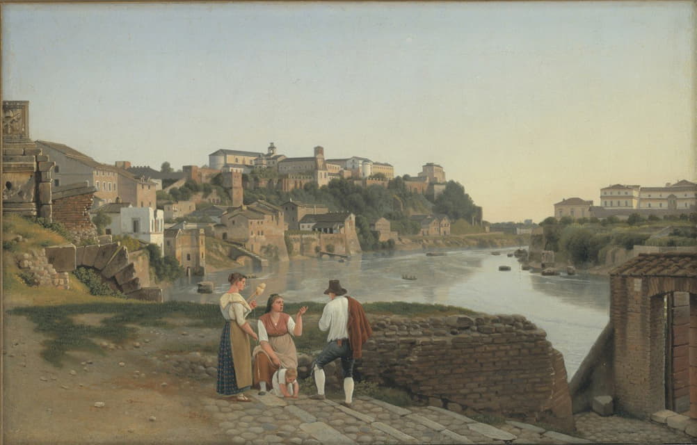 C.W. Eckersberg - View of the Tiber towards the Aventin Hill in Rome