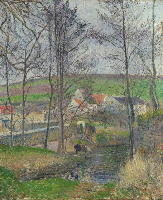Camille Pissarro - The banks of the Viosne at Osny in grey weather, winter