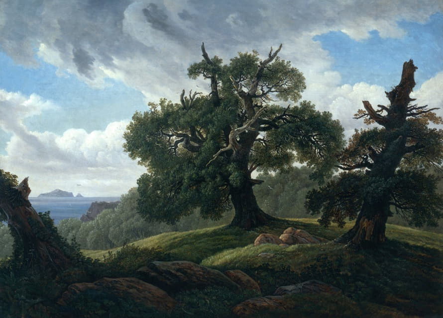 Carl Gustav Carus - Memory of a Wooded Island in the Baltic Sea(Oak trees by the Sea)