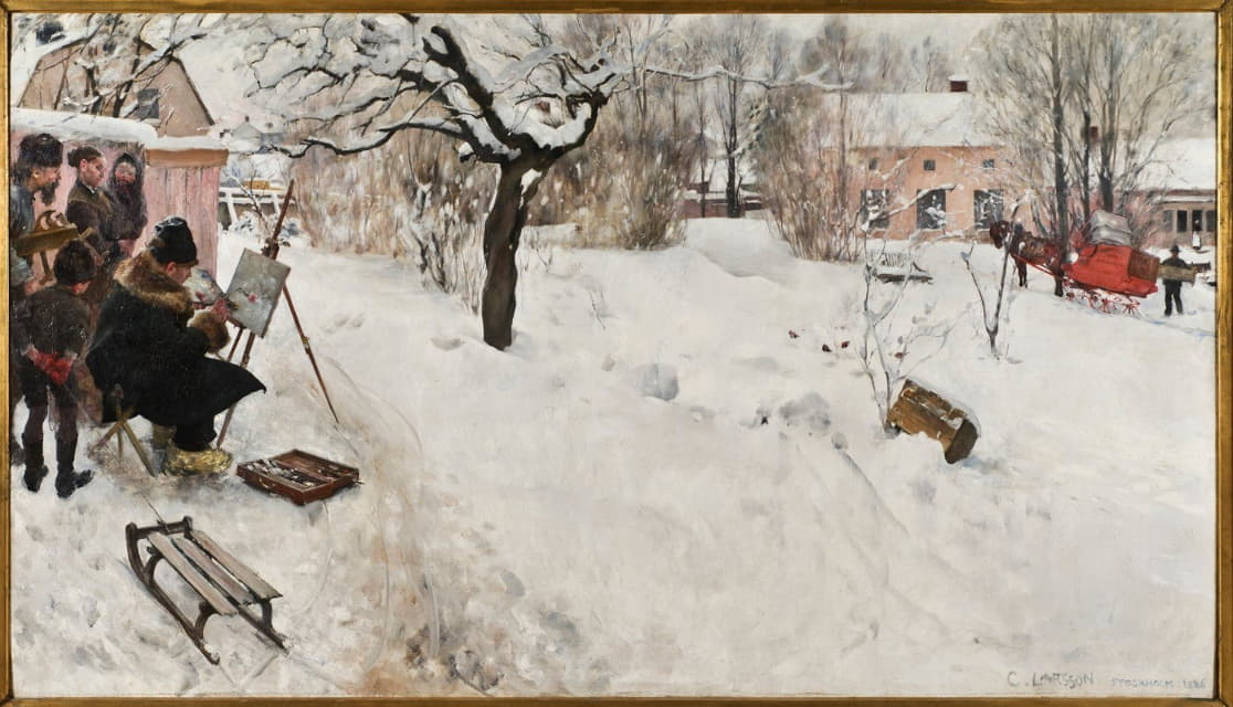 Carl Larsson - Open-Air Painter. Winter-Motif from Åsögatan 145, Stockholm