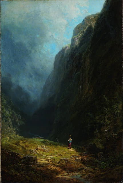 Carl Spitzweg - In the Alpine High Valley (Landscape with Mt. Wendelstein)