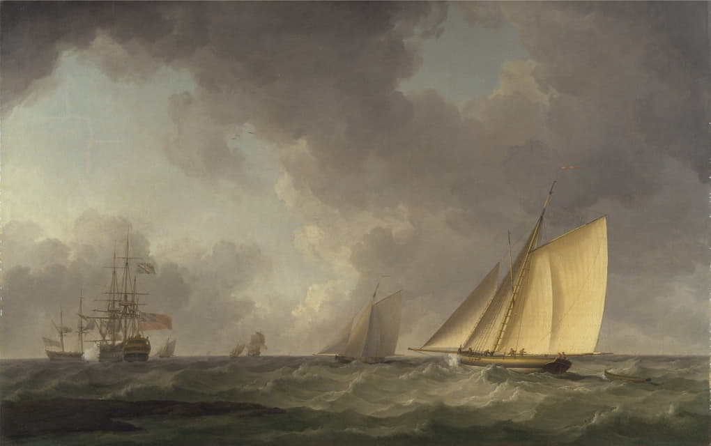 Charles Brooking - Cutter Close Hauled in a Fresh Breeze, with Other Shipping