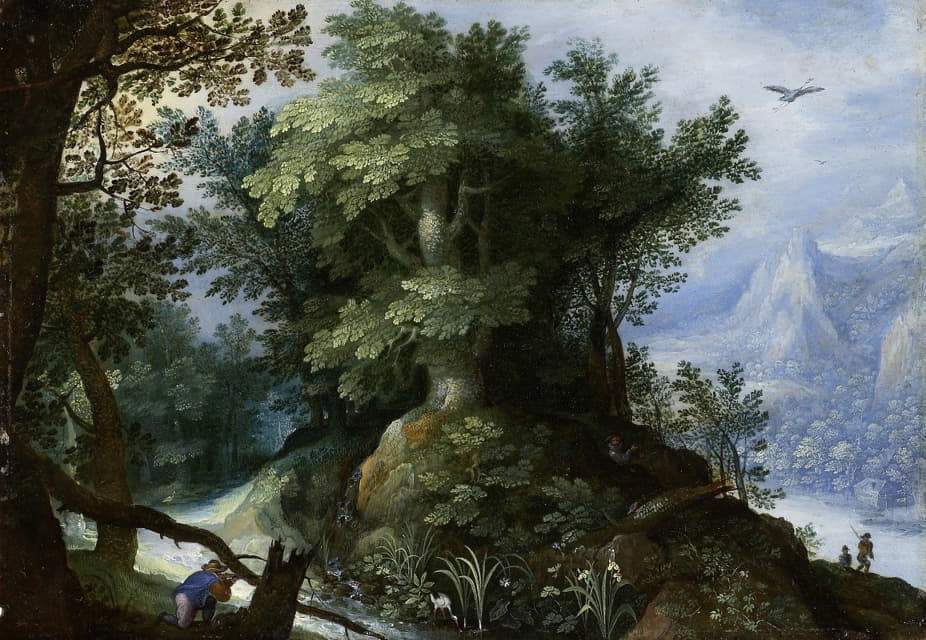Circle Of Gillis Van Coninxloo - Forest Scene with Hunters