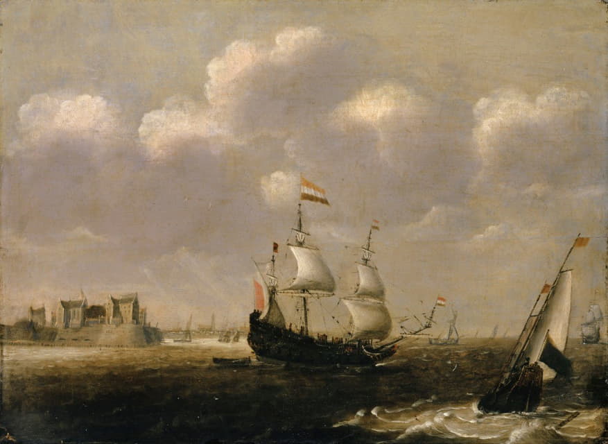 Claes Claesz. Wou - Ships in Front of a Harbour