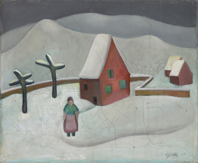 Emanuel Schöttli - Winterlandschaft mit rotem Haus