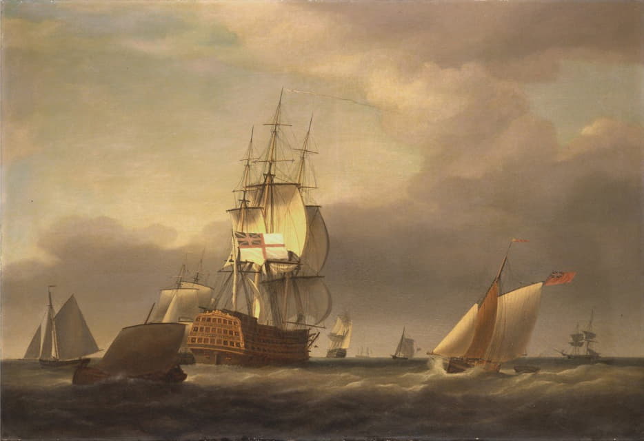 Francis Holman - A Seascape with Men-of-War and Small Craft
