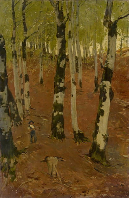 Hans Sandreuter - (Gruyères)Beech Grove with Wood Gatherer