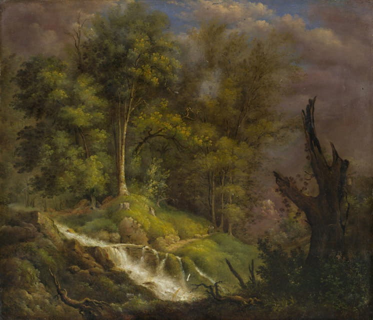 Isaak Fürstenberger - Forest Landscape with Waterfall