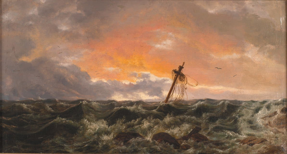 Johan Christian Dahl - Seascape with a Wreck