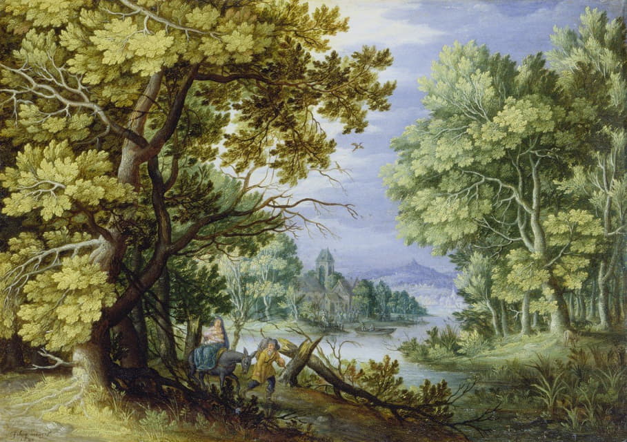 Jan Brueghel the Younger - Forest Landscape with Flight into Egypt