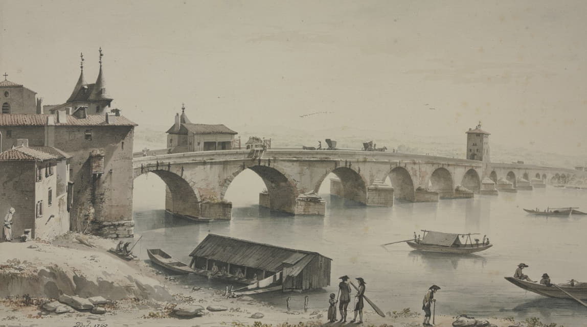Jean-Jacques de Boissieu - Vue du pont de la Guillotière à Lyon