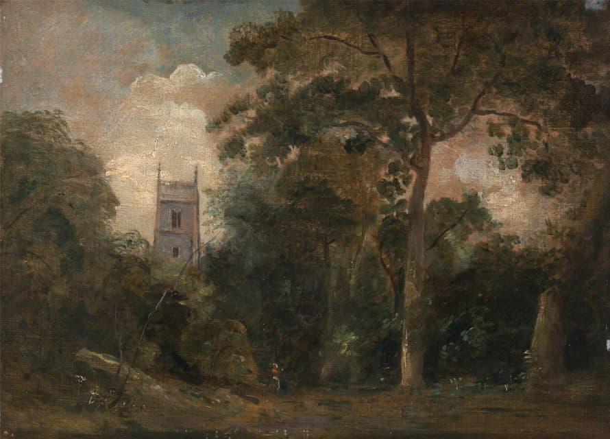 John Constable - A Church in the Trees