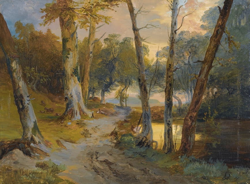 Carl Blechen - Wald Mit Kleinem Weiher (Forest Interior With Pond)
