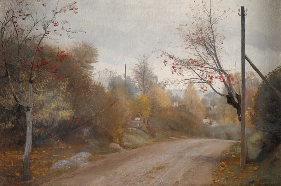 L.A. Ring - The Road at Mogenstrup, Zealand. Autumn