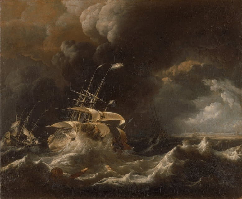 Ludolf Bakhuysen - Dutch Merchant, Ships in a Storm