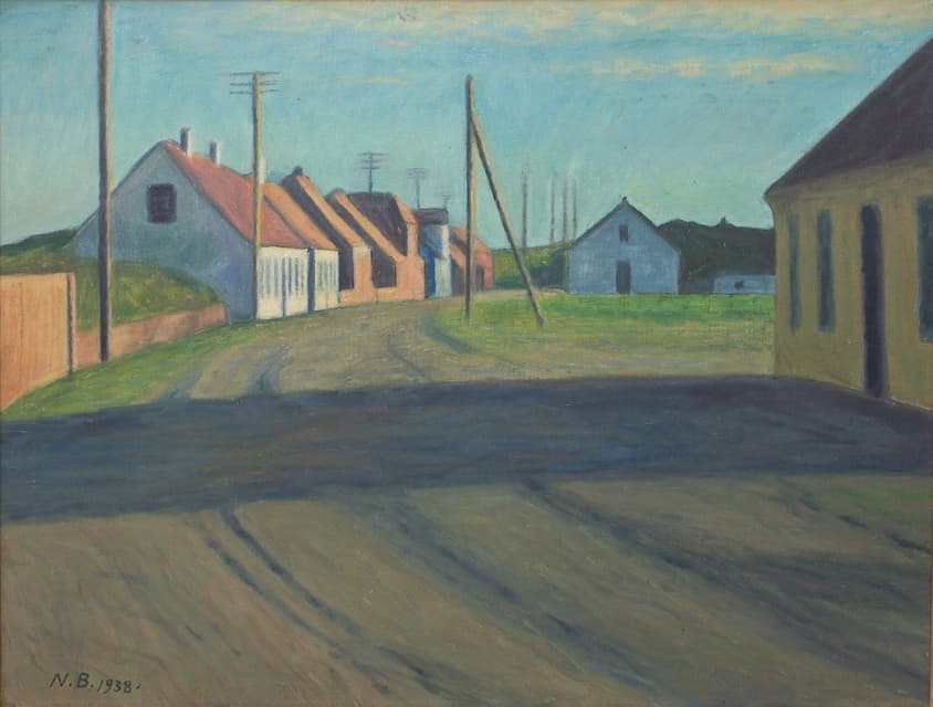 Niels Bjerre - Road in a small town. Strande
