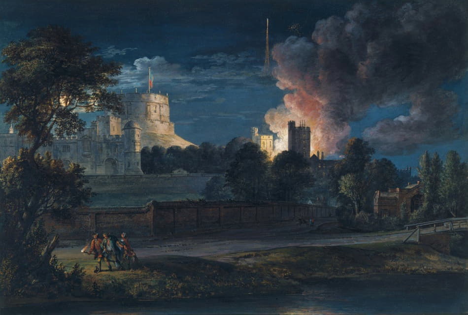 Paul Sandby - Windsor Castle from Datchet Lane on a rejoicing night, 1768