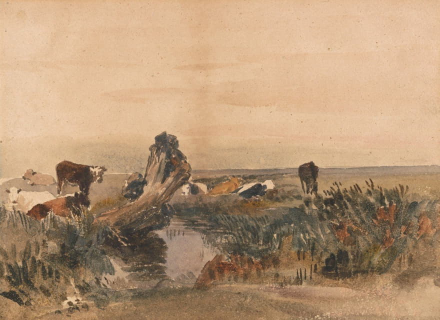 Peter DeWint - Cattle by a Stream