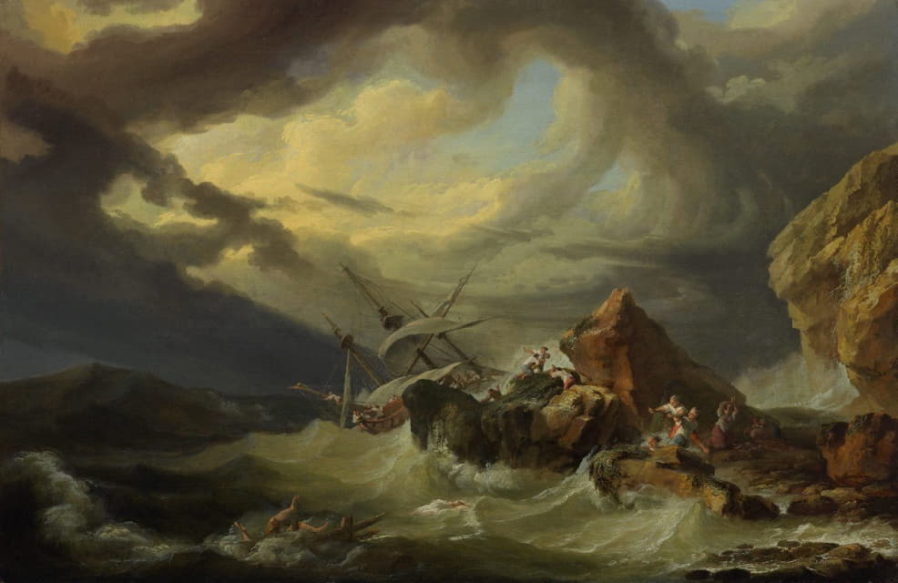 Philippe-Jacques de Loutherbourg - A shipwreck off a rocky coast