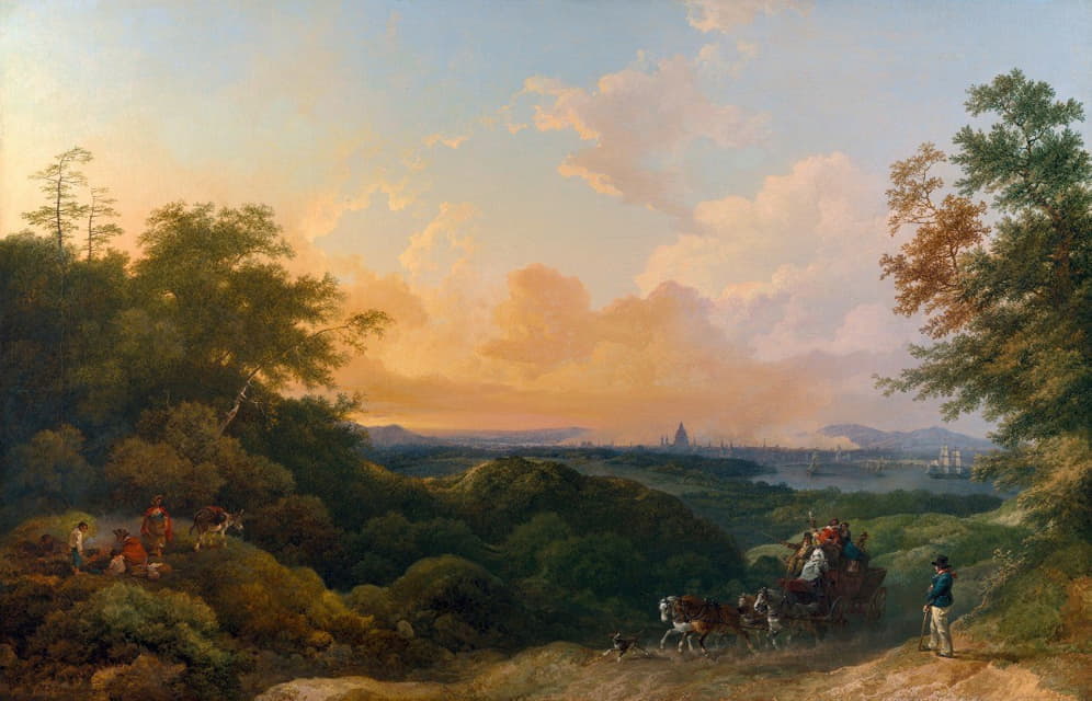 Philippe-Jacques de Loutherbourg - The Evening Coach, London in the Distance