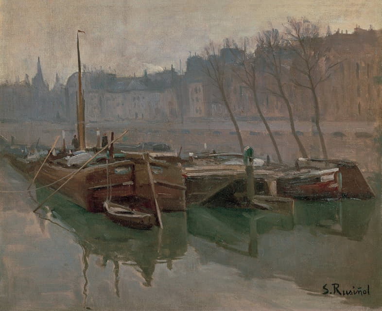 Santiago Rusiñol - Boats on the Seine