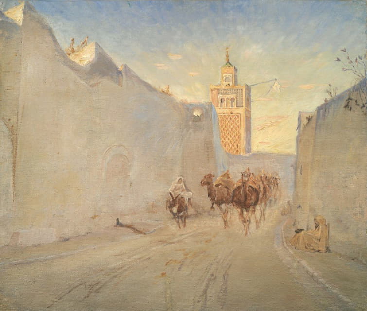 Theodor Philipsen - Camels in a Street in Tunisia