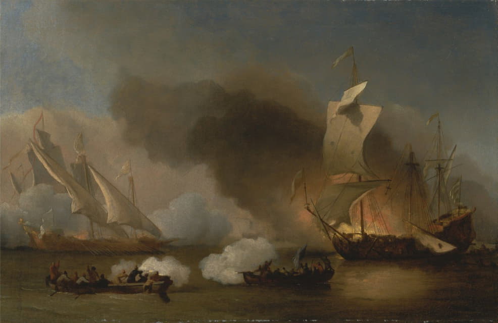 Willem van de Velde the Younger - An Action off the Barbary Coast with Galleys and English Ships