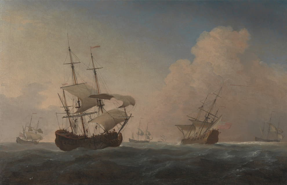 Willem van de Velde the Younger - English Warships Heeling in the Breeze Offshore