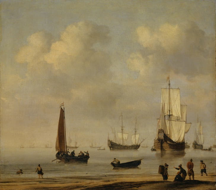 Willem van de Velde the Younger - Three-Masted Ships and Fishing Boats in a Calm