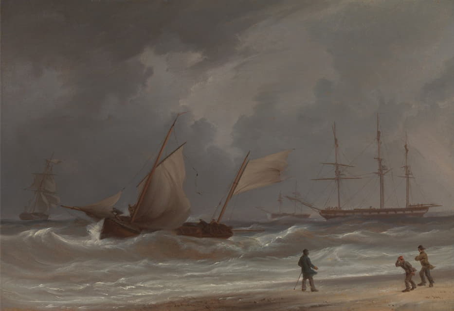 William Joy - A Lugger Driving Ashore in a Gale
