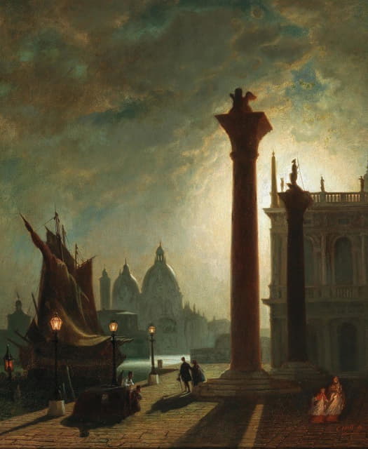 Conrad Hoff - Die Granitsäulen auf der Piazzetta in Venedig