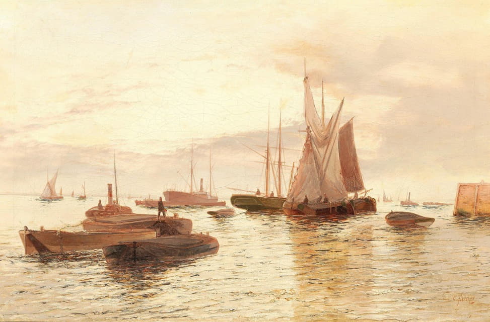 Edward Henry Eugene Fletcher - Boats on a Calm Sea