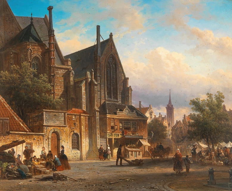 Elias Pieter van Bommel - A Dutch Market Scene