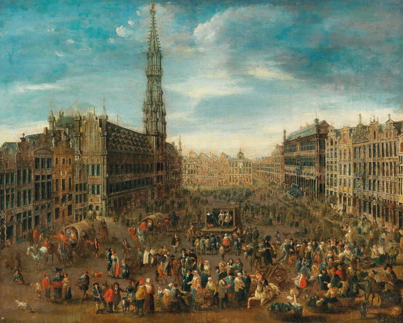 布鲁塞尔大广场上的市场景象