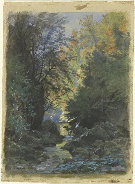 Francois-Louis Français - A Stream through a Dense Forest