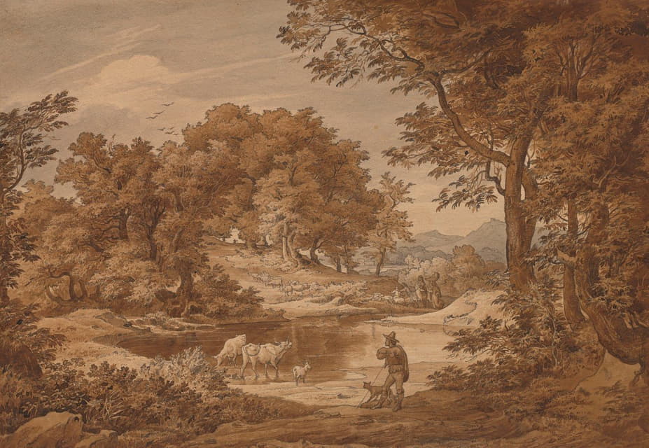 Friedrich Preller the Elder - Italienische Landschaft mit Hirten