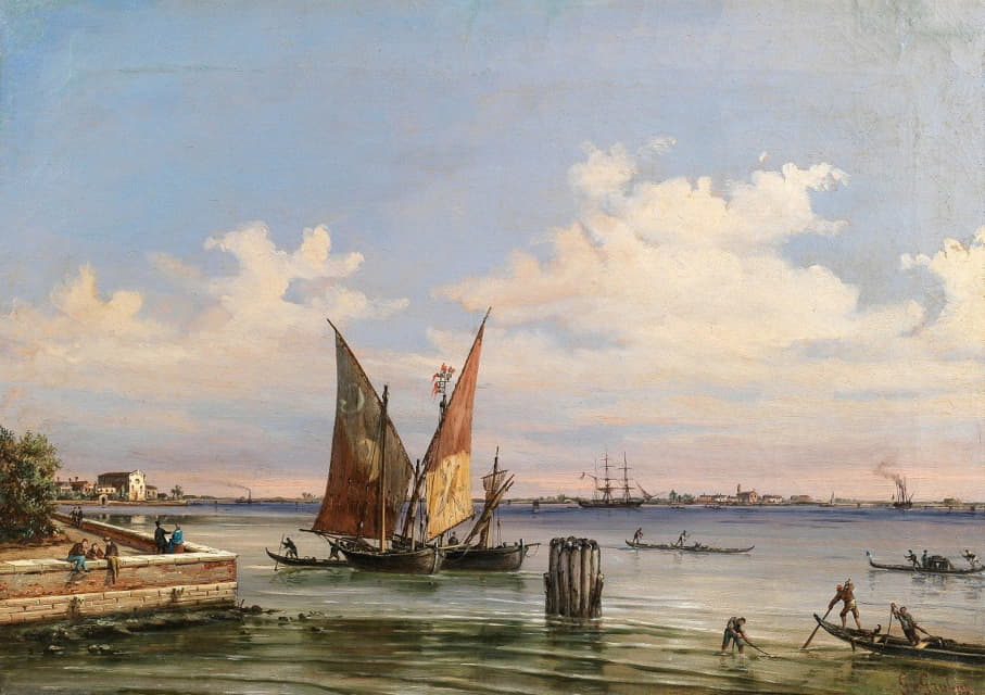 Giovanni Grubas - A Panoramic View of the Lagoon with Sant´Elena Island and the Lido in the Backround