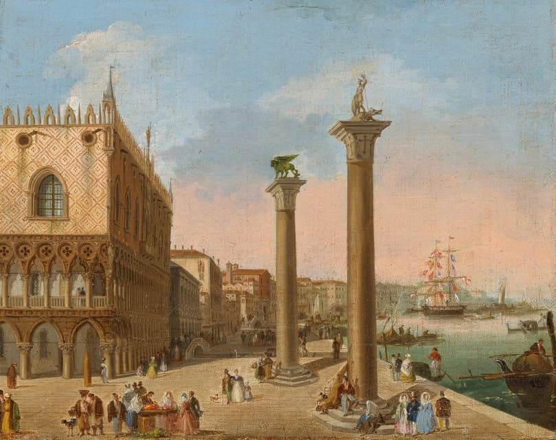 Giuseppe Bernardino Bison - The Molo towards the Riva degli Schiavoni, Venice