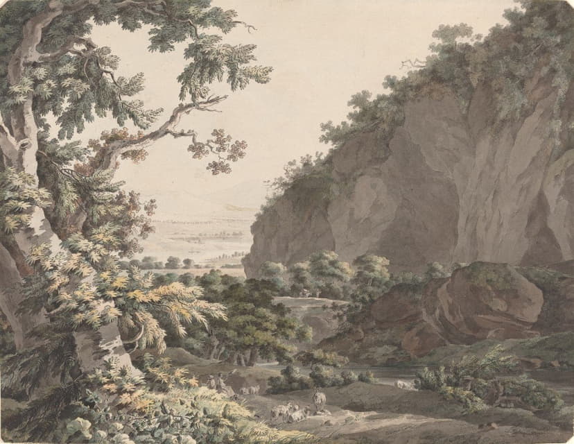 Johann Conrad Steiner - A Wooded Valley with Rocky Cliffs