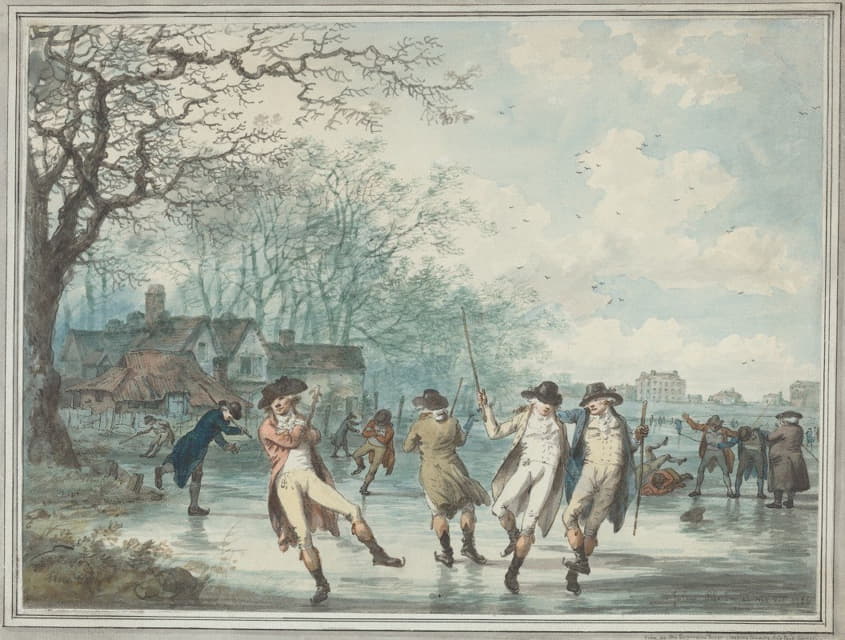 Julius Caesar Ibbetson - Skaters on the Serpentine in Hyde Park