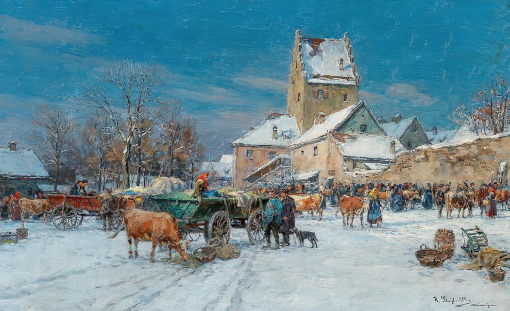 Karl Stuhlmüller - A Market Scene in Winter