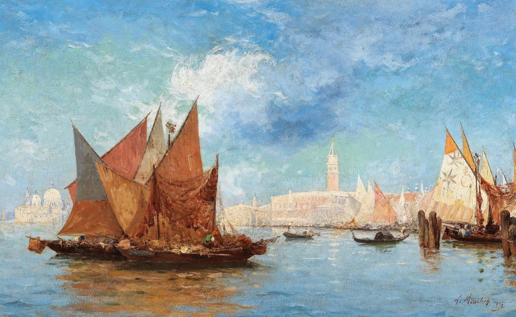 威尼斯，圣马可河畔的渔船