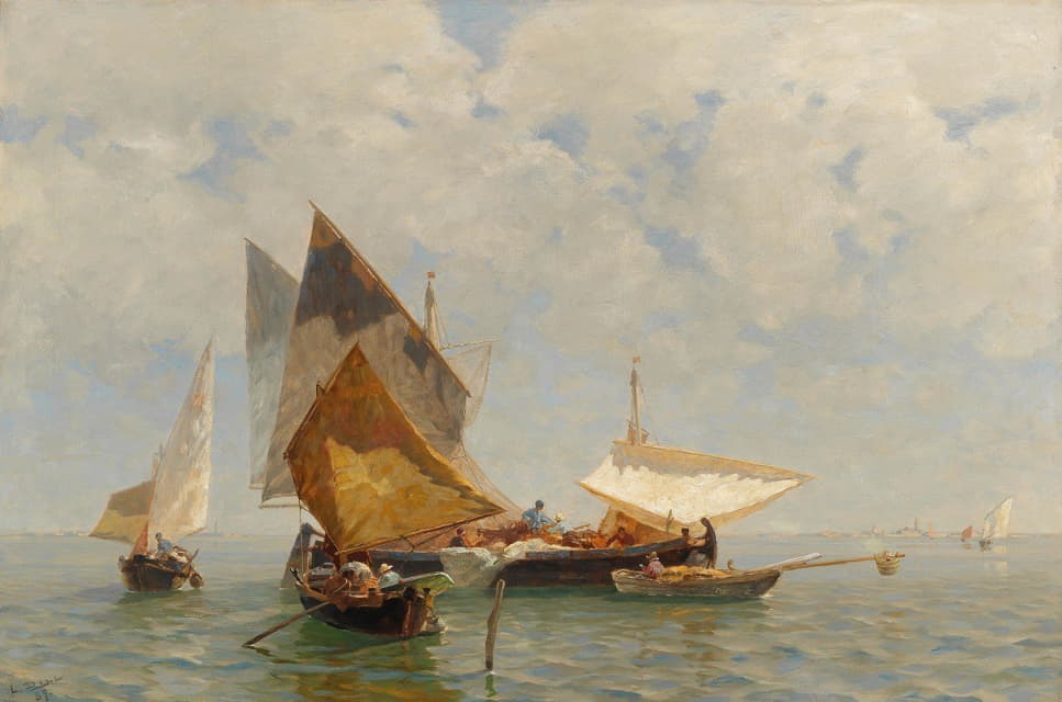 Ludwig Dill - Venice, fisherboat in the lagoon