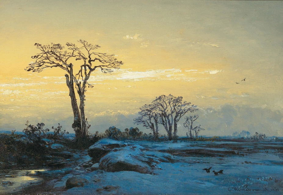 Eduard Hildebrandt - Crows in an Open Winter Landscape