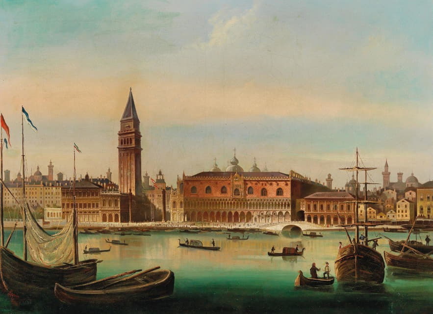威尼斯，多格宫和圣马可广场的景观
