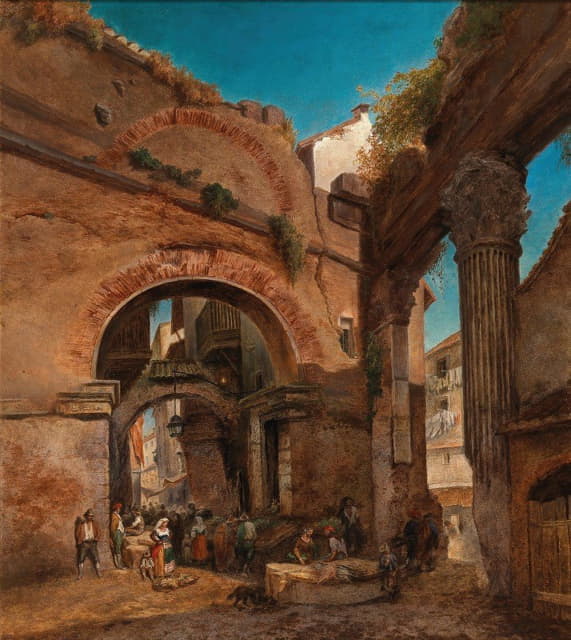 罗马，在奥塔维亚的门廊上可以看到老费舍尔市场
